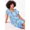 Ekouaer Women’s Satin Silk Pleated Nightgown Loose Sleepwear Printed Nightshirt Short Sleeve Sleep Dress(Blue Flower)