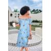 Ekouaer Women’s Satin Silk Pleated Nightgown Loose Sleepwear Printed Nightshirt Short Sleeve Sleep Dress(Blue Flower)