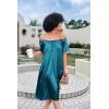 Ekouaer Women’s Satin Silk Pleated Nightgown Loose Sleepwear Printed Nightshirt Short Sleeve Sleep Dress(Blue Green)