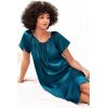 Ekouaer Women’s Satin Silk Pleated Nightgown Loose Sleepwear Printed Nightshirt Short Sleeve Sleep Dress(Blue Green)