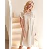 Ekouaer Women’s Satin Silk Pleated Nightgown Loose Sleepwear Printed Nightshirt Short Sleeve Sleep Dress(Champagne)