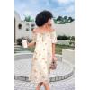 Ekouaer Women’s Satin Silk Pleated Nightgown Loose Sleepwear Printed Nightshirt Short Sleeve Sleep Dress(Champagne Teddy)