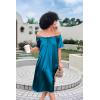 Ekouaer Women’s Satin Silk Pleated Nightgown Loose Sleepwear Printed Nightshirt Short Sleeve Sleep Dress(Deep Blue)