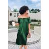 Ekouaer Women’s Satin Silk Pleated Nightgown Loose Sleepwear Printed Nightshirt Short Sleeve Sleep Dress(Evergreen)