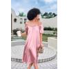 Ekouaer Women’s Satin Silk Pleated Nightgown Loose Sleepwear Printed Nightshirt Short Sleeve Sleep Dress(Medium Pink)