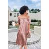Ekouaer Women’s Satin Silk Pleated Nightgown Loose Sleepwear Printed Nightshirt Short Sleeve Sleep Dress(Pink)