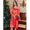 Ekouaer Women’s Satin Silk Pleated Nightgown Loose Sleepwear Printed Nightshirt Short Sleeve Sleep Dress(Red Christmas Tree)
