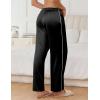 Ekouaer Womens Silk Satin Pajama Pants Soft Comfy Loose Pj Pants Drawstring Elastic Waist Wide Leg Lounge Bottom with Pockets(Black)