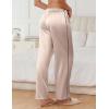 Ekouaer Womens Silk Satin Pajama Pants Soft Comfy Loose Pj Pants Drawstring Elastic Waist Wide Leg Lounge Bottom with Pockets(Champagne)