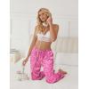 Ekouaer Womens Silk Satin Pajama Pants Soft Comfy Loose Pj Pants Drawstring Elastic Waist Wide Leg Lounge Bottom with Pockets(Hot Pink Leopard)