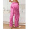 Ekouaer Womens Silk Satin Pajama Pants Soft Comfy Loose Pj Pants Drawstring Elastic Waist Wide Leg Lounge Bottom with Pockets(Hot Pink Leopard)