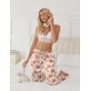 Ekouaer Womens Silk Satin Pajama Pants Soft Comfy Loose Pj Pants Drawstring Elastic Waist Wide Leg Lounge Bottom with Pockets(Khaki Cherry Teddy)
