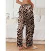 Ekouaer Womens Silk Satin Pajama Pants Soft Comfy Loose Pj Pants Drawstring Elastic Waist Wide Leg Lounge Bottom with Pockets(Leopard)