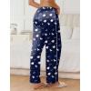 Ekouaer Womens Silk Satin Pajama Pants Soft Comfy Loose Pj Pants Drawstring Elastic Waist Wide Leg Lounge Bottom with Pockets(Navy Blue Teddy)