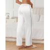 Ekouaer Womens Silk Satin Pajama Pants Soft Comfy Loose Pj Pants Drawstring Elastic Waist Wide Leg Lounge Bottom with Pockets(White)