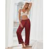 Ekouaer Womens Silk Satin Pajama Pants Soft Loose Lounge Pants Lightweight Elastic Waist Wide Leg Pj Bottoms with Pockets(Burgundy)