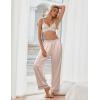 Ekouaer Womens Silk Satin Pajama Pants Soft Loose Lounge Pants Lightweight Elastic Waist Wide Leg Pj Bottoms with Pockets(Champagne)