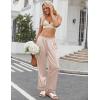 Ekouaer Womens Silk Satin Pajama Pants Soft Loose Lounge Pants Lightweight Elastic Waist Wide Leg Pj Bottoms with Pockets(Champagne)
