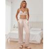 Ekouaer Womens Silk Satin Pajama Pants Soft Loose Lounge Pants Lightweight Elastic Waist Wide Leg Pj Bottoms with Pockets(Champagne)