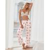 Ekouaer Womens Silk Satin Pajama Pants Soft Loose Lounge Pants Lightweight Elastic Waist Wide Leg Pj Bottoms with Pockets(Champagne Love Teddy)