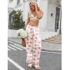 Ekouaer Womens Silk Satin Pajama Pants Soft Loose Lounge Pants Lightweight Elastic Waist Wide Leg Pj Bottoms with Pockets(Champagne Love Teddy)