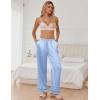 Ekouaer Womens Silk Satin Pajama Pants Soft Loose Lounge Pants Lightweight Elastic Waist Wide Leg Pj Bottoms with Pockets(Light Blue)
