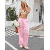 Ekouaer Womens Silk Satin Pajama Pants Soft Loose Lounge Pants Lightweight Elastic Waist Wide Leg Pj Bottoms with Pockets(Pink)
