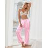 Ekouaer Womens Silk Satin Pajama Pants Soft Loose Lounge Pants Lightweight Elastic Waist Wide Leg Pj Bottoms with Pockets(Pink)