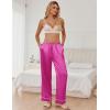 Ekouaer Womens Silk Satin Pajama Pants Soft Loose Lounge Pants Lightweight Elastic Waist Wide Leg Pj Bottoms with Pockets(Rose)