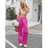Ekouaer Womens Silk Satin Pajama Pants Soft Loose Lounge Pants Lightweight Elastic Waist Wide Leg Pj Bottoms with Pockets(Rose)