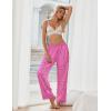 Ekouaer Womens Silk Satin Pajama Pants Soft Loose Lounge Pants Lightweight Elastic Waist Wide Leg Pj Bottoms with Pockets(Rose Leopard)