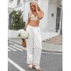 Ekouaer Womens Silk Satin Pajama Pants Soft Loose Lounge Pants Lightweight Elastic Waist Wide Leg Pj Bottoms with Pockets(White)