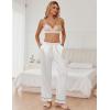 Ekouaer Womens Silk Satin Pajama Pants Soft Loose Lounge Pants Lightweight Elastic Waist Wide Leg Pj Bottoms with Pockets(White)