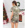 Ekouaer Womens Silk Satin Pajamas Short Sleeve PJS Shorts Set Soft Button Down Sleepwear 2 Piece Loungewear S-5XL(Green Christmas Snowman)
