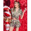 Ekouaer Womens Silk Satin Pajamas Short Sleeve PJS Shorts Set Soft Button Down Sleepwear 2 Piece Loungewear S-5XL(Green Christmas Snowman)