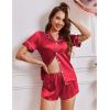 Ekouaer Womens Silk Satin Pajamas Short Sleeve PJS Shorts Set Soft Button Down Sleepwear 2 Piece Loungewear S-5XL(Red)