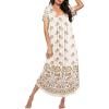 Ekouaer Moo Moos for Women House Dress Long Nightgown Flora Print Mumus Dress S-4XL(Apricot)