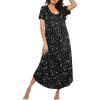 Ekouaer Moo Moos for Women House Dress Long Nightgown Flora Print Mumus Dress S-4XL(Black Star)