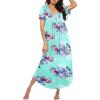 Ekouaer Moo Moos for Women House Dress Long Nightgown Flora Print Mumus Dress S-4XL(Blue Flower)