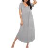 Ekouaer Moo Moos for Women House Dress Long Nightgown Flora Print Mumus Dress S-4XL(Grey)