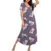 Ekouaer Moo Moos for Women House Dress Long Nightgown Flora Print Mumus Dress S-4XL(Grey Flowers)