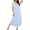 Ekouaer Moo Moos for Women House Dress Long Nightgown Flora Print Mumus Dress S-4XL(Light Blue)