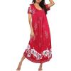 Ekouaer Moo Moos for Women House Dress Long Nightgown Flora Print Mumus Dress S-4XL(Red)
