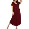 Ekouaer Moo Moos for Women House Dress Long Nightgown Flora Print Mumus Dress S-4XL(Wine Red)