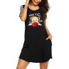 Ekouaer Nightgowns for Women Soft Sleep Shirts with Pockets Short Sleeves Printed Crewneck Nightshirt S-XXXL(Black Stay Chic Teddy Bear)