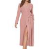 Ekouaer Womens Robes Lightweight Soft Knit Bathrobe Full Length Sleepwear with Pockets Ladies Loungewear S-3XL(Misty Rose)
