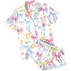 Ekouaer Womens Silk Satin Pajamas Short Sleeve PJS Shorts Set Soft Button Down Sleepwear 2 Piece Loungewear S-5XL(Colorful Bow Print)