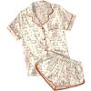 Ekouaer Womens Silk Satin Pajamas Short Sleeve PJS Shorts Set Soft Button Down Sleepwear 2 Piece Loungewear S-5XL(Light Coffee Bear Print)