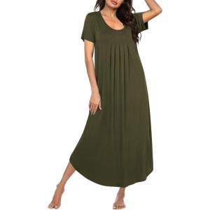 Ekouaer Moo Moos for Women House Dress Long Nightgown Flora Print Mumus Dress S-4XL(Army Green)