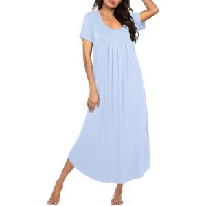 Ekouaer Moo Moos for Women House Dress Long Nightgown Flora Print Mumus Dress S-4XL(Light Blue)